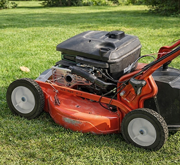 Push mower on a lawn